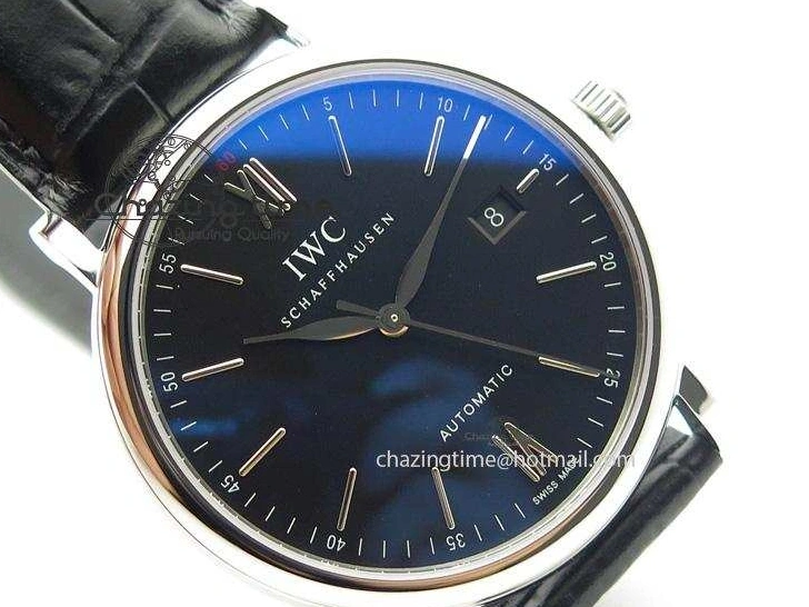 MIROTIME 0511 GoodFit Portofino SCHAFFHAUSEN SS MKF 1:1 V2 Best Edition Black Dial On Black Leather Strap A 7350